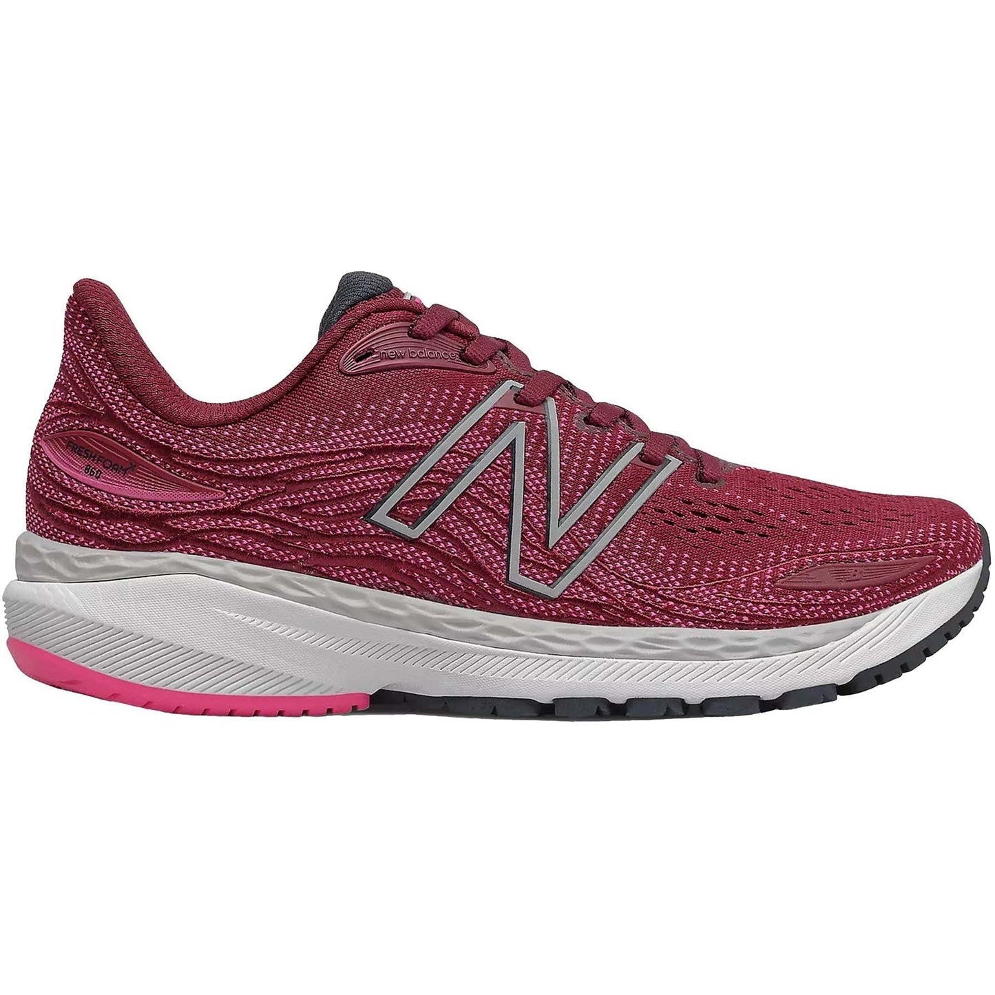 Women's New Balance Fresh Foam X 860v12, Garnet/Pink Glo, 6 B Medium