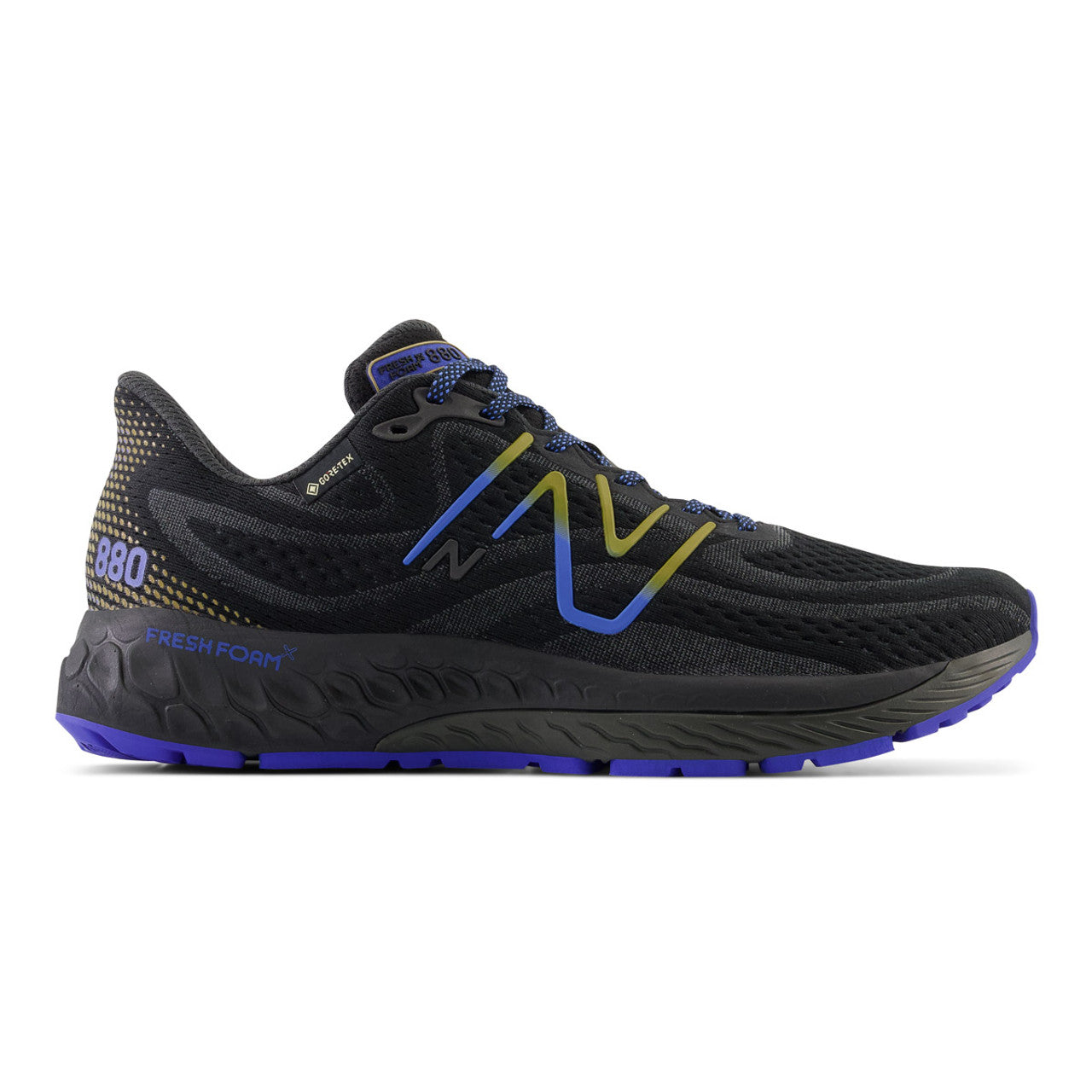 Men's New Balance Fresh Foam X 880v12 GTX, Black/Marine Blue, 11 D Medium