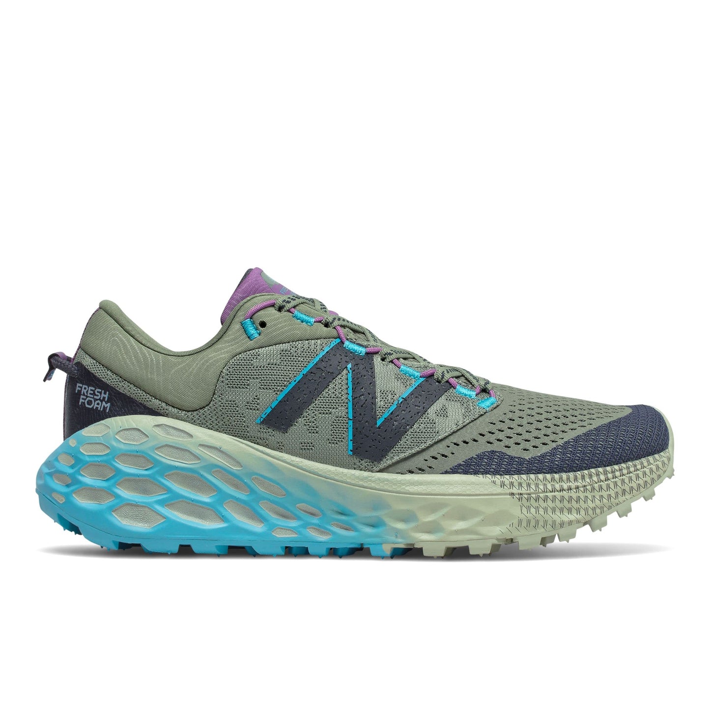 Women's New Balance Fresh Foam More Trail V1, Celadon/Virtual Sky, 7.5 B Medium