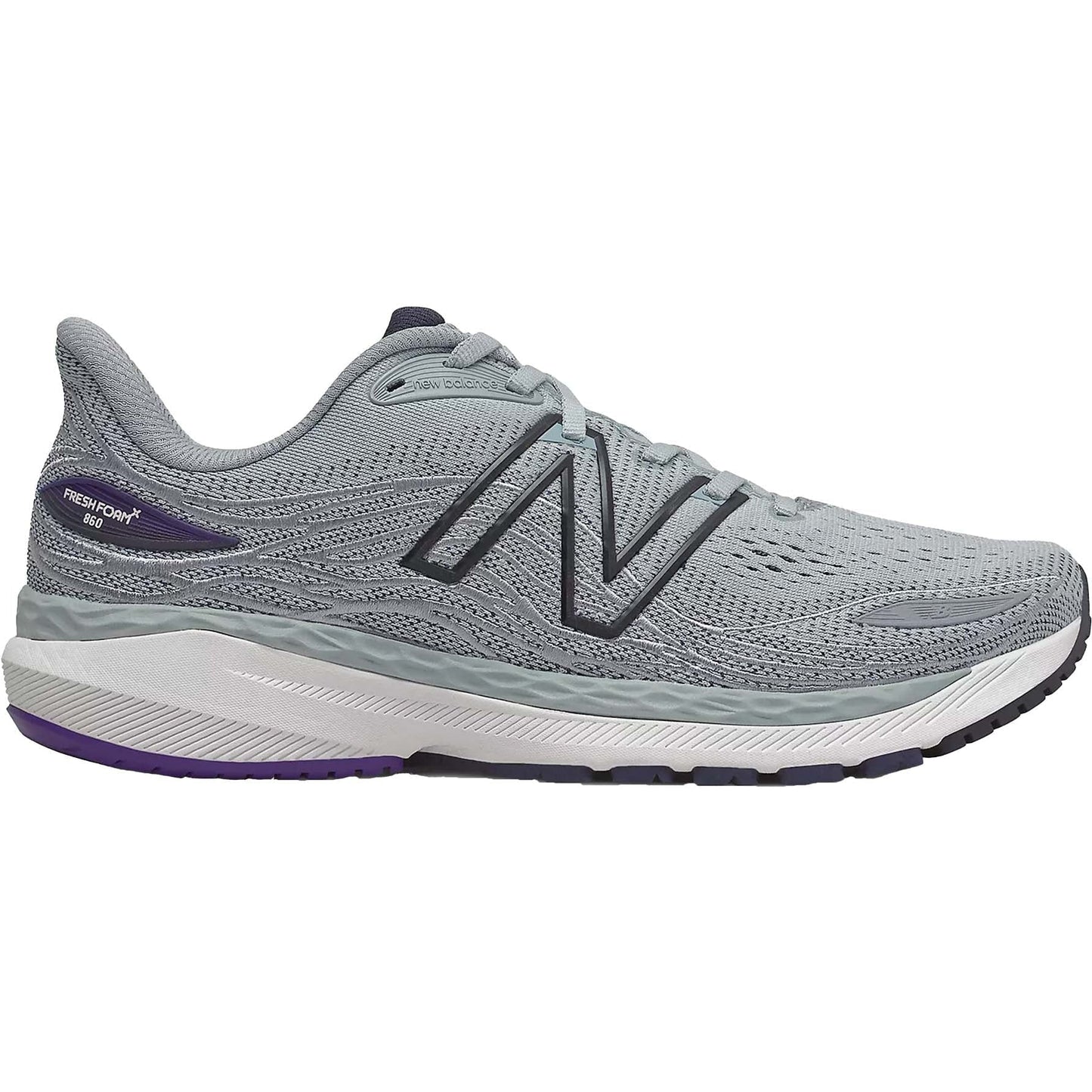 Men's New Balance Fresh Foam X 860v12, Light Aluminum/Deep Violet, 12 D Medium