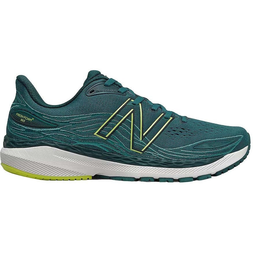 Men's New Balance Fresh Foam X 860v12, Mountain Teal/Sulphur Yellow, 9.5 D Medium