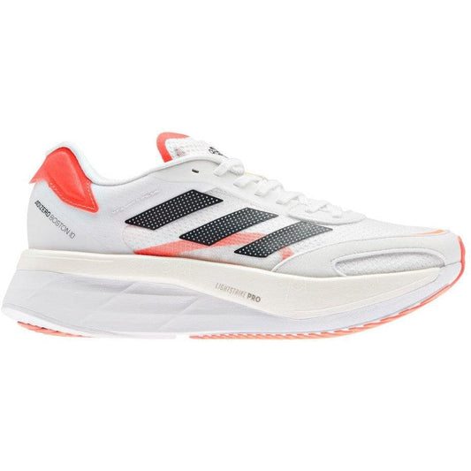 Women's Adidas Adizero Boston 10, Footwear White/Core Black/Solar Red, 8 B Medium