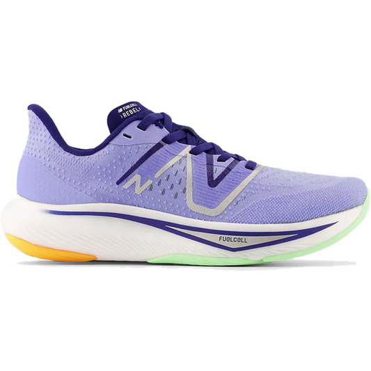 Women's New Balance FuelCell Rebel v3, Vibrant Violet/Victory Blue/Vibrant Spring Glow, 8 B Medium